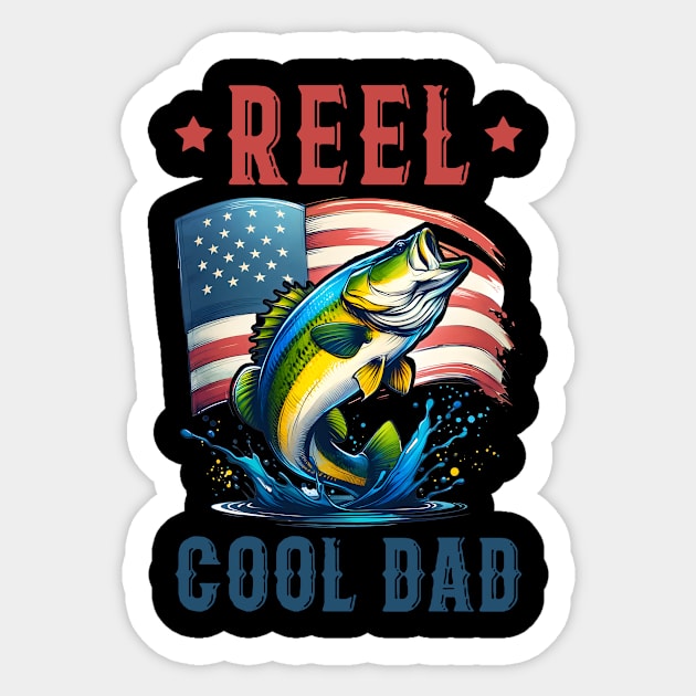 Reel Cool Dad Fishing fathers day gift for husband dad Sticker by KawaiiFoodArt